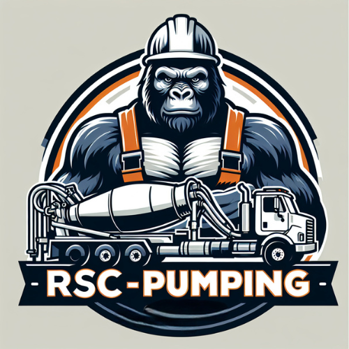 RSC Pumping logo featuring professional gorilla operator with concrete pump truck - Charlotte's trusted concrete pumping service